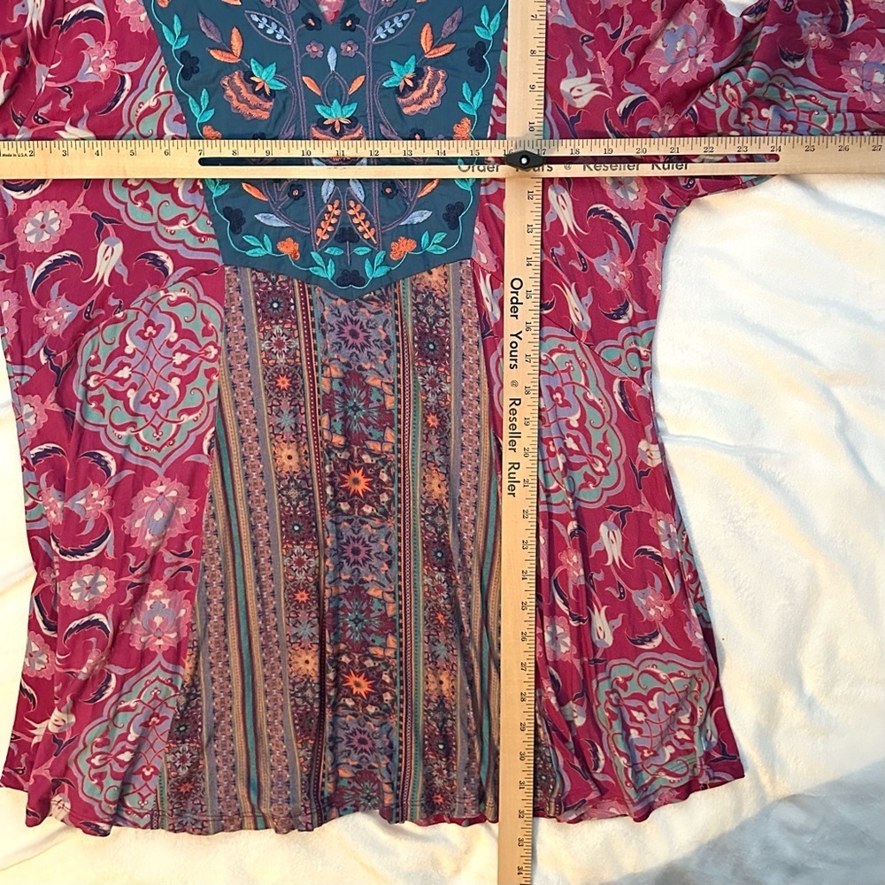 Soft Surroundings Tunic Top Aili Floral Magenta Embroidered Women 1X Plus Boho - Picture 5 of 7